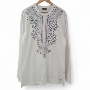 D’lyanu Dubaku Men's Traditional African Embroidery Tunic Shirt NWOT Sz XL